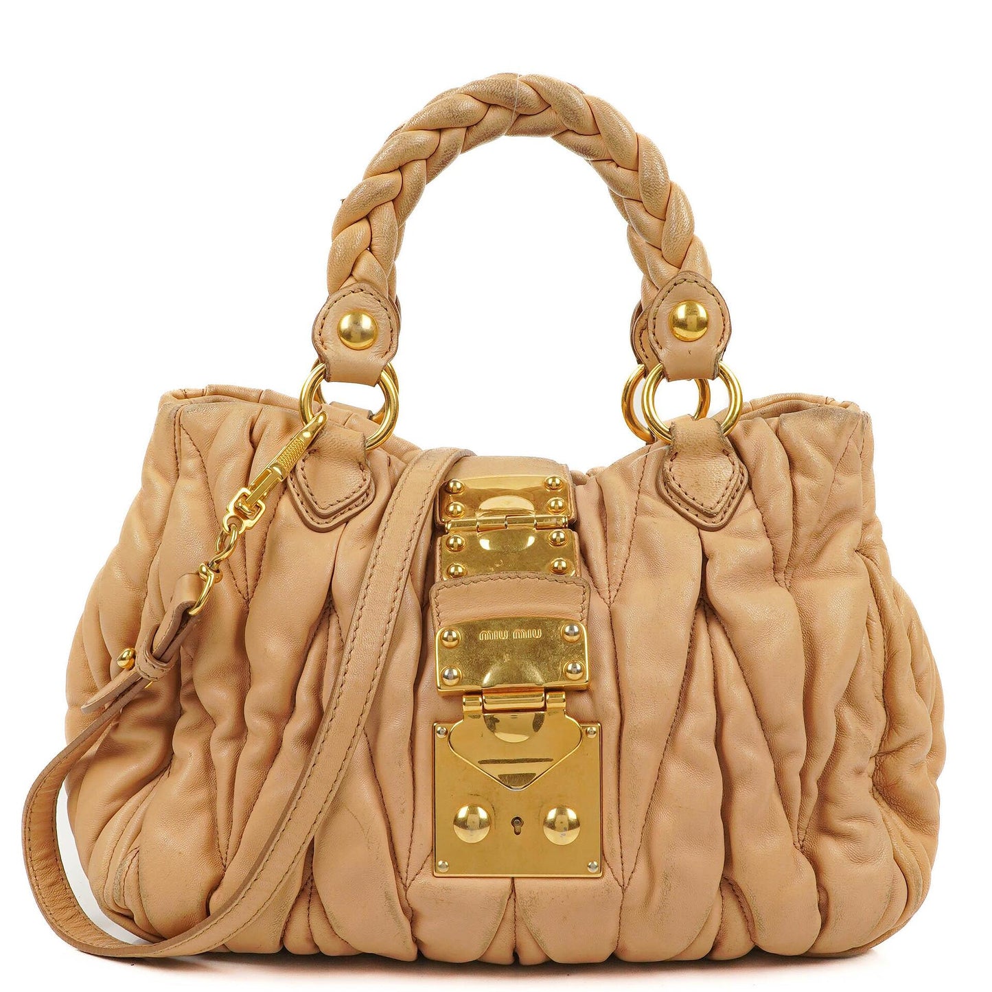 Miu Miu Matelasse Tote Tasche Beige Leder