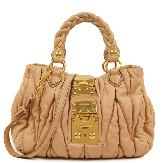 Miu Miu Matelasse Tote Tasche Beige Leder