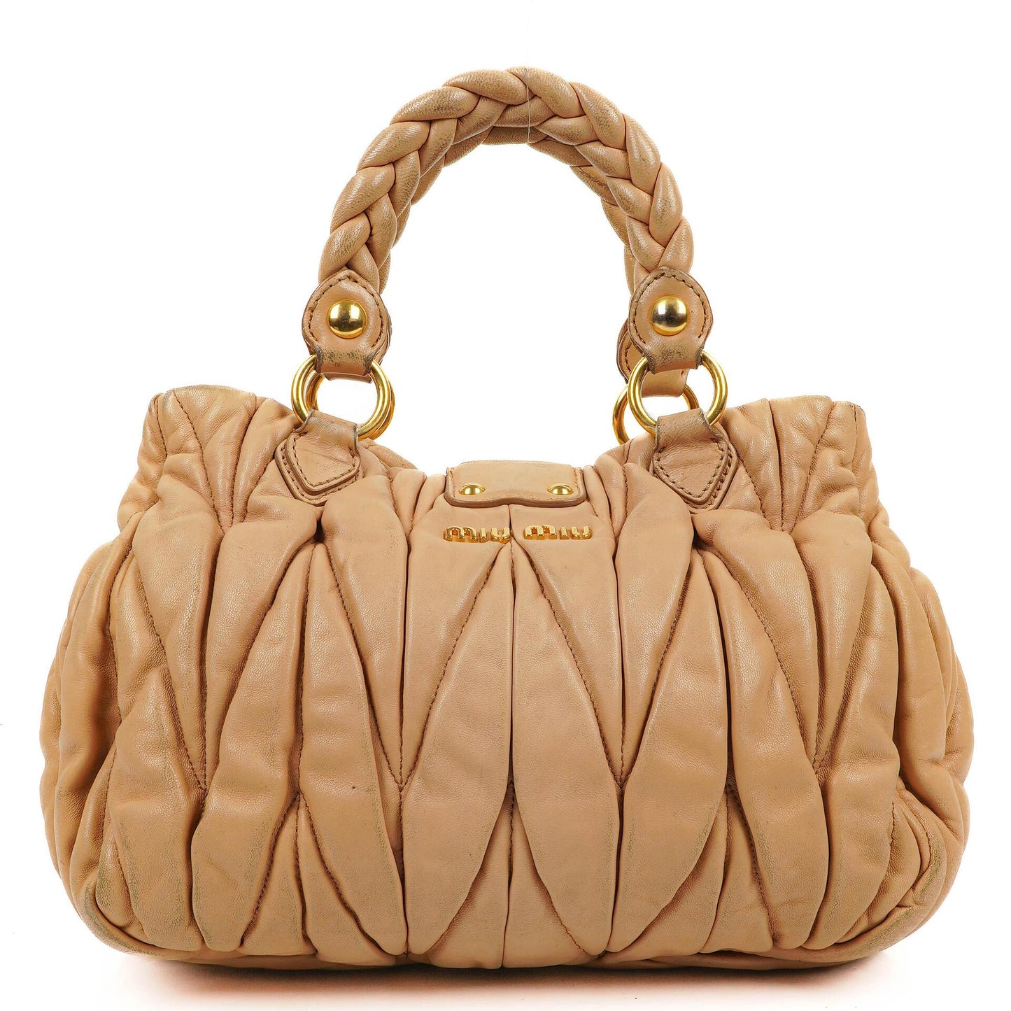 Miu Miu Matelasse Tote Tasche Beige Leder