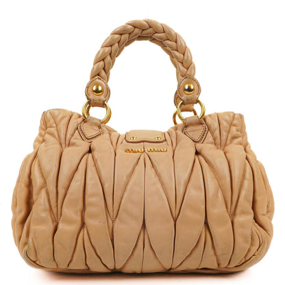 Miu Miu Matelasse Tote Tasche Beige Leder