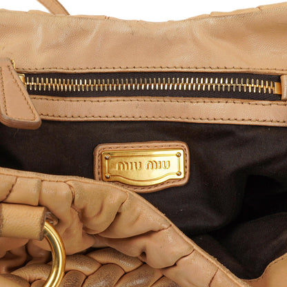 Miu Miu Matelasse Tote Tasche Beige Leder