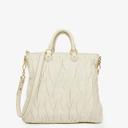 Miu Miu Matelassé Shopping Tote aus Bianco Leder
