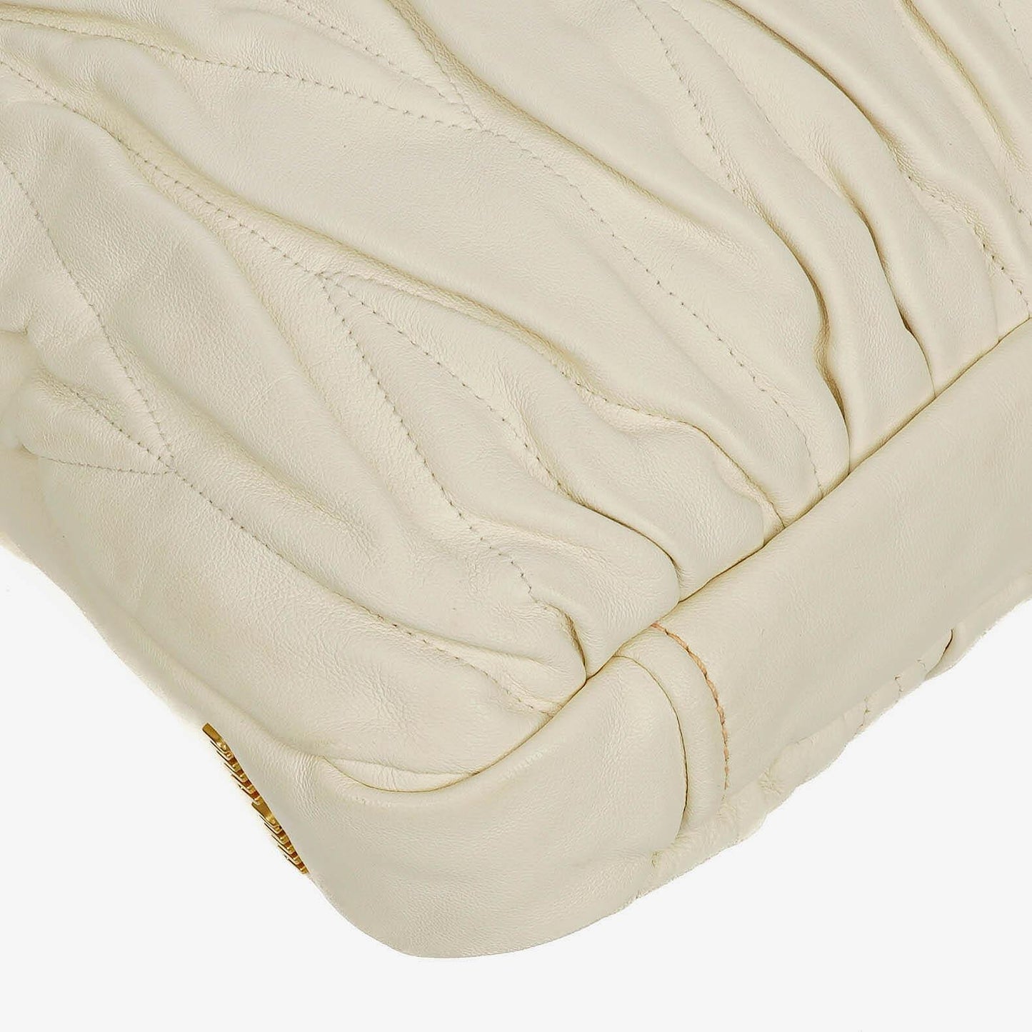 Miu Miu Matelassé Shopping Tote aus Bianco Leder