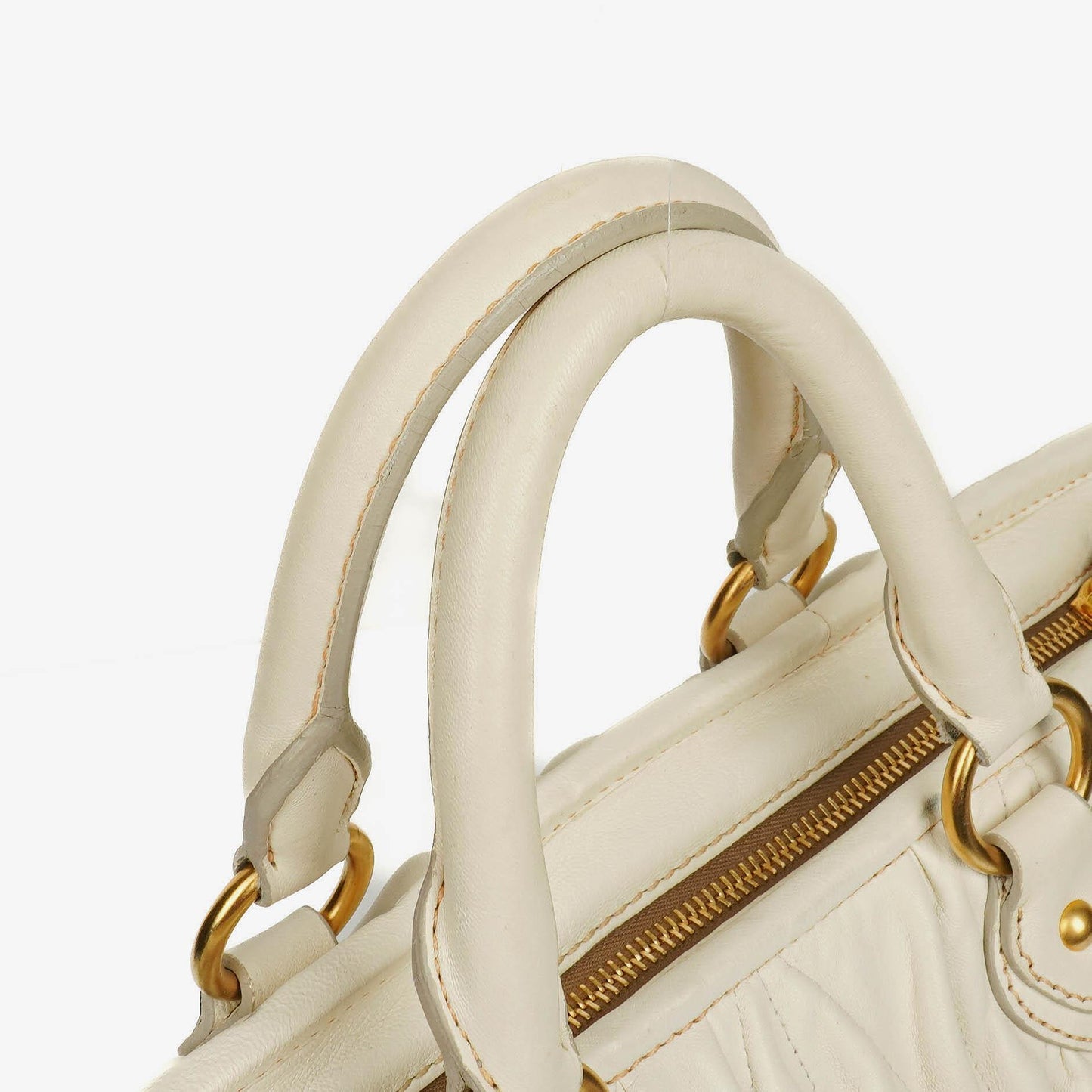 Miu Miu Matelassé Shopping Tote aus Bianco Leder