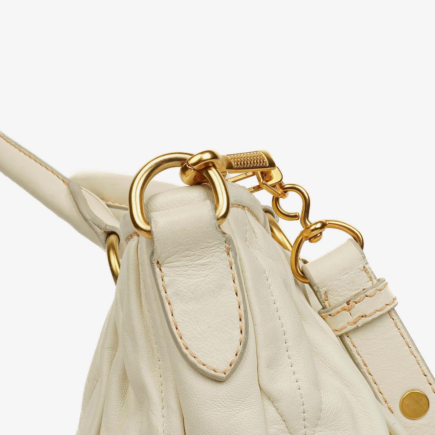 Miu Miu Matelassé Shopping Tote aus Bianco Leder
