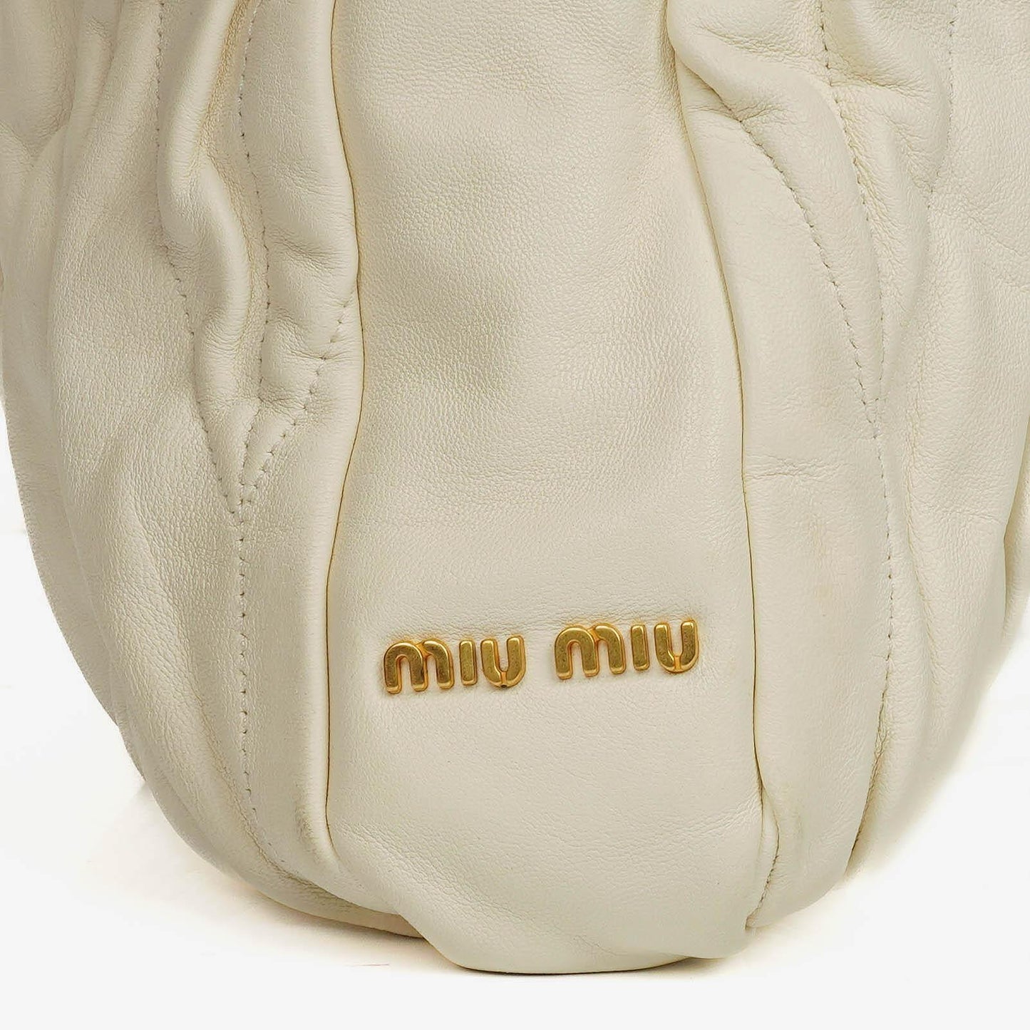 Miu Miu Matelassé Shopping Tote aus Bianco Leder