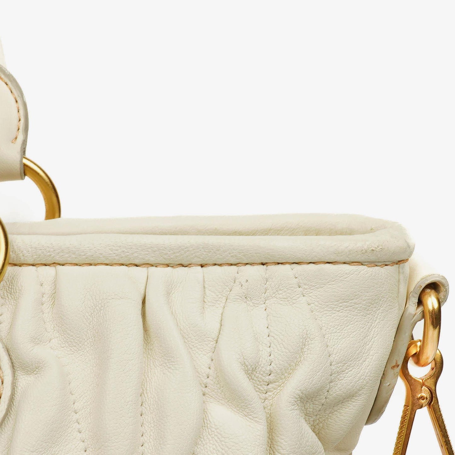 Miu Miu Matelassé Shopping Tote aus Bianco Leder