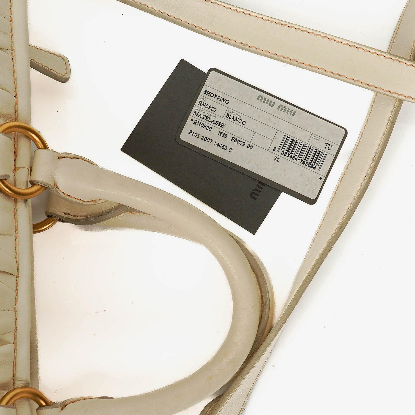 Miu Miu Matelassé Shopping Tote aus Bianco Leder
