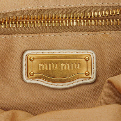 Miu Miu Matelassé Shopping Tote aus Bianco Leder