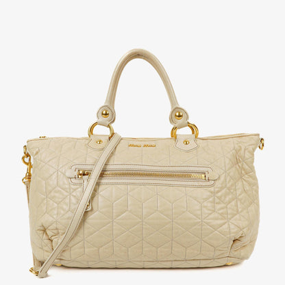 Miu Miu Matelassé Tote Tasche aus cremeweißem gestepptem Nappaleder