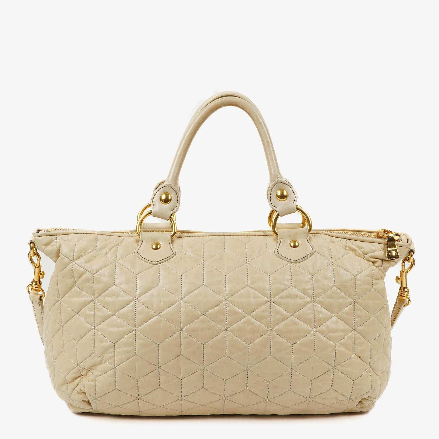Miu Miu Matelassé Tote Tasche aus cremeweißem gestepptem Nappaleder