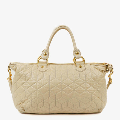 Miu Miu Matelassé Tote Tasche aus cremeweißem gestepptem Nappaleder