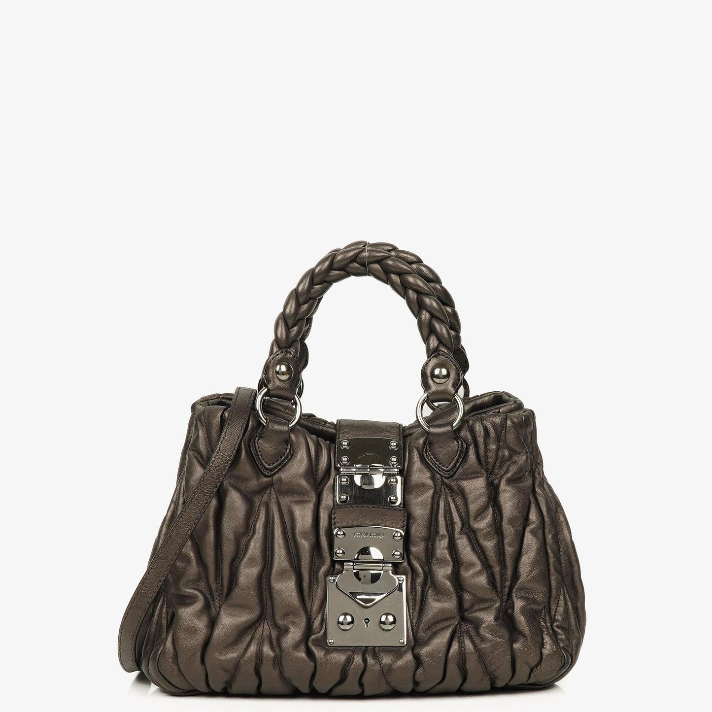 Miu Miu Matelassé Tote aus Grafit Mordoré Metallic Nappa-Leder