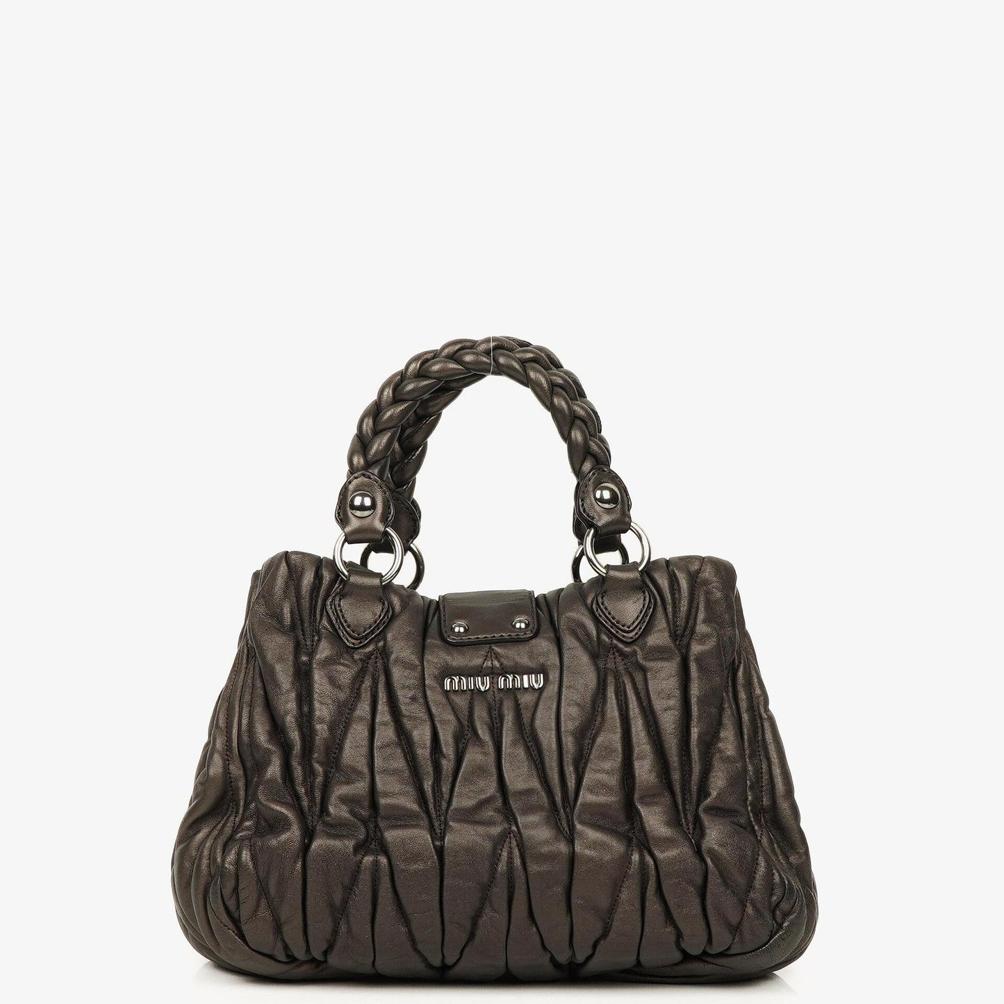 Miu Miu Matelassé Tote aus Grafit Mordoré Metallic Nappa-Leder