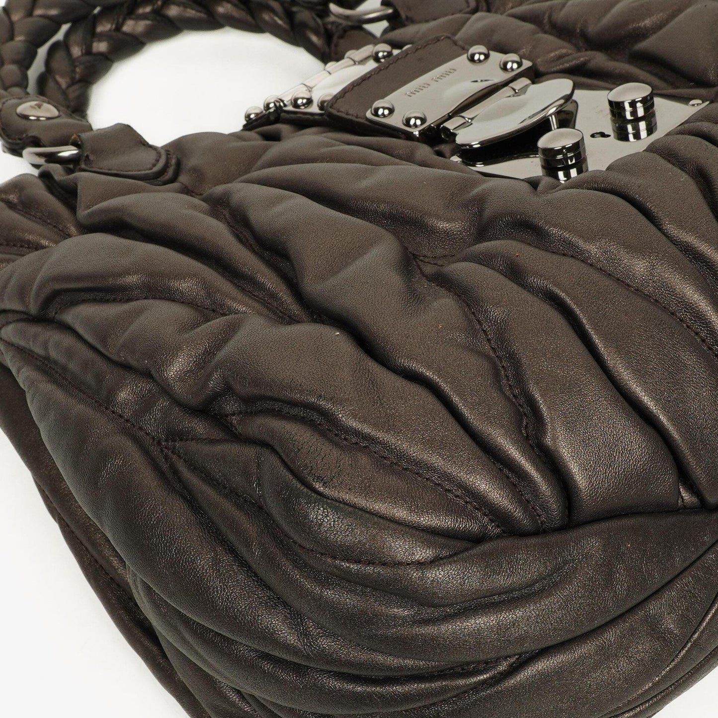 Miu Miu Matelassé Tote aus Grafit Mordoré Metallic Nappa-Leder