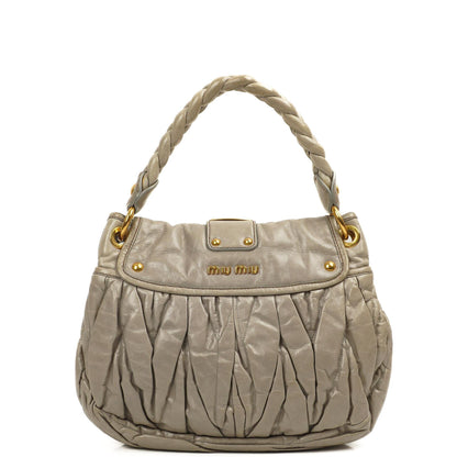 Miu Miu Matelasse Lux Napa Leder Grau Coffer Hobo Tasche