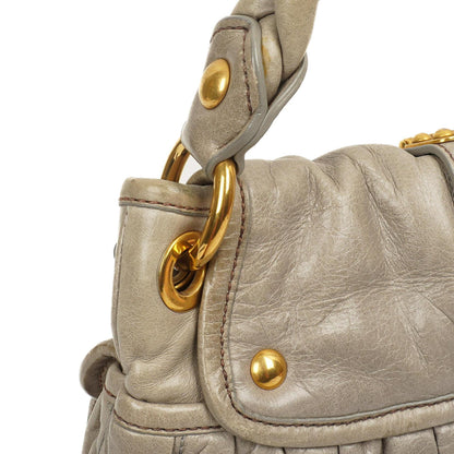Miu Miu Matelasse Lux Napa Leder Grau Coffer Hobo Tasche