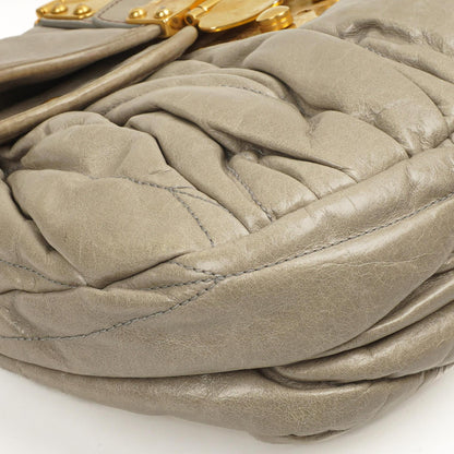 Miu Miu Matelasse Lux Napa Leder Grau Coffer Hobo Tasche