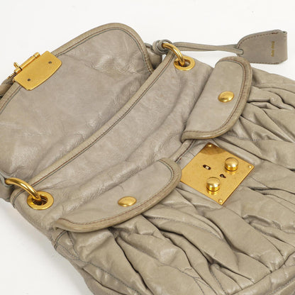 Miu Miu Matelasse Lux Napa Leder Grau Coffer Hobo Tasche