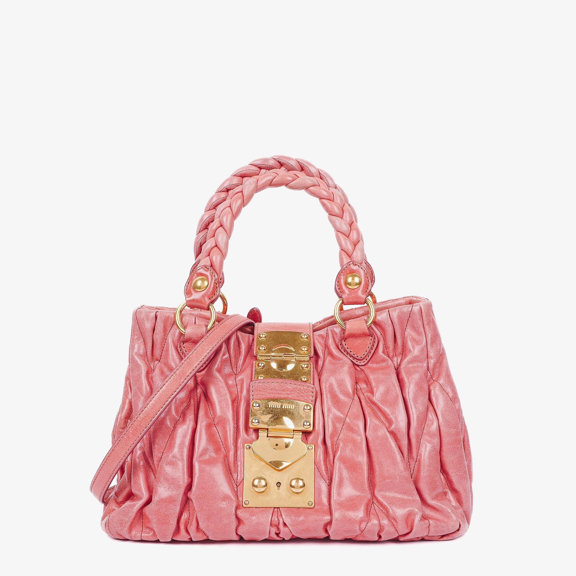Miu Miu Matelassé Lux Tote Bag aus rosa Leder