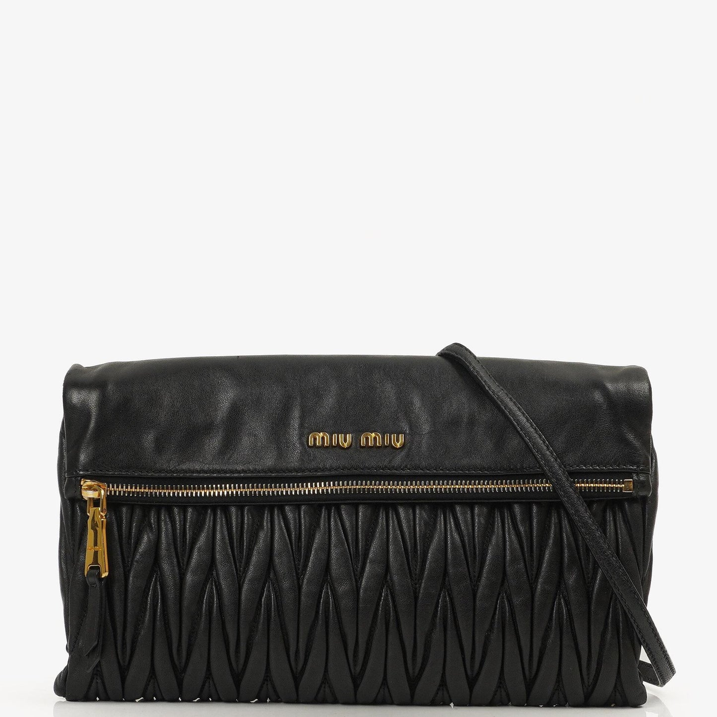 Miu Miu Matelasse Napa Nero Crossbody Clutch Bag Schwarz