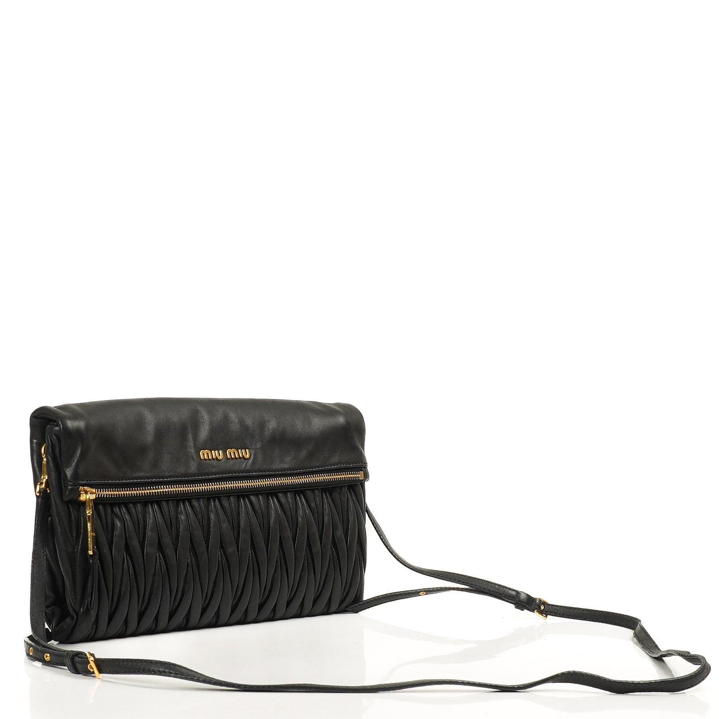 Miu Miu Matelasse Napa Nero Crossbody Clutch Bag Schwarz