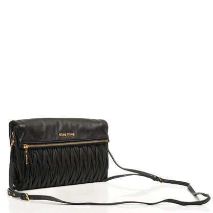 Miu Miu Matelasse Napa Nero Crossbody Clutch Bag Schwarz