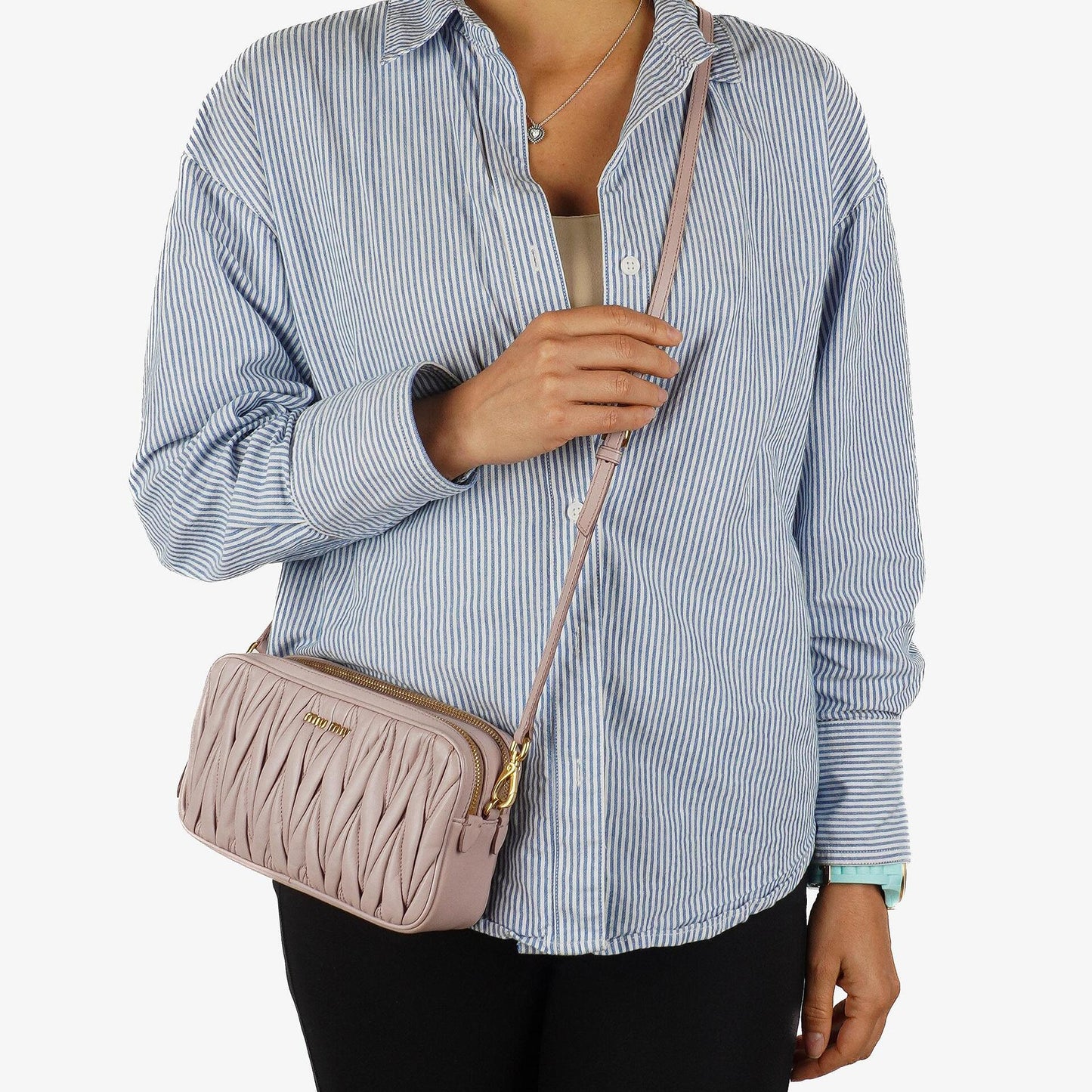 Miu Miu Matelasse Nappa Leder Crossbody Clutch Bag Mughetto