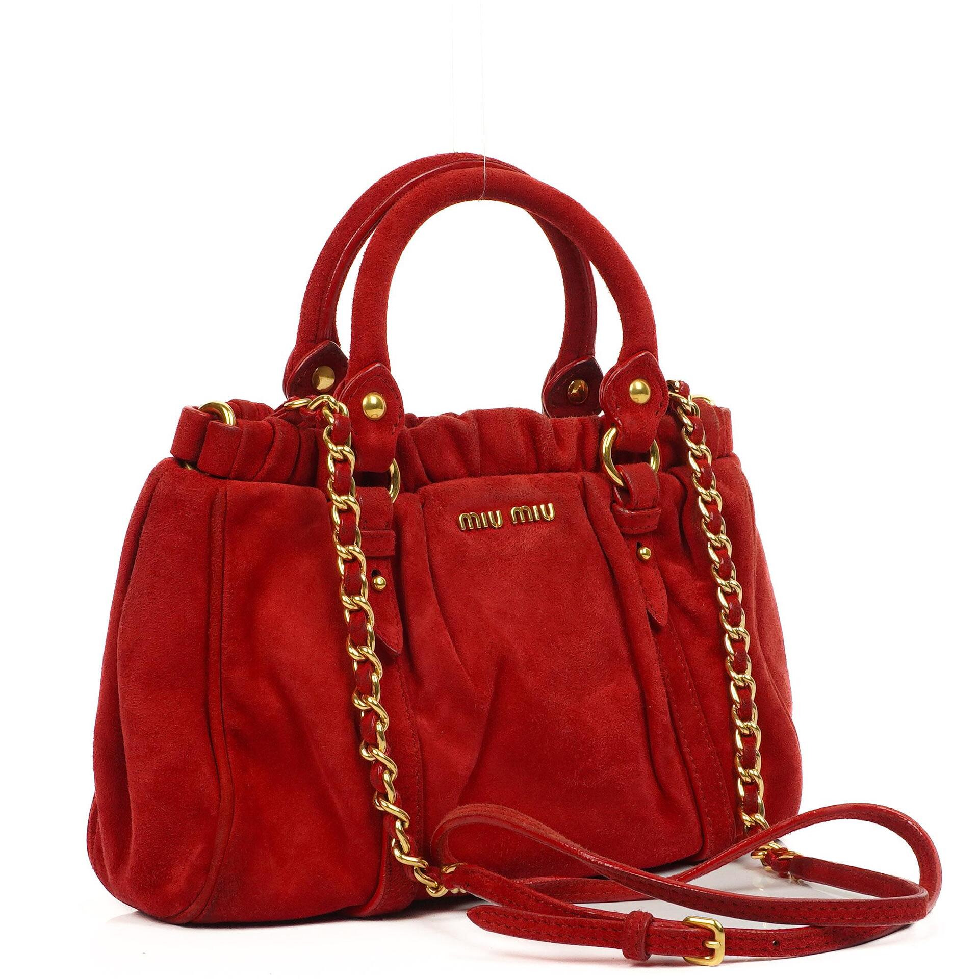 Miu Miu Kleine Satchel Tasche Rosso Camoscio