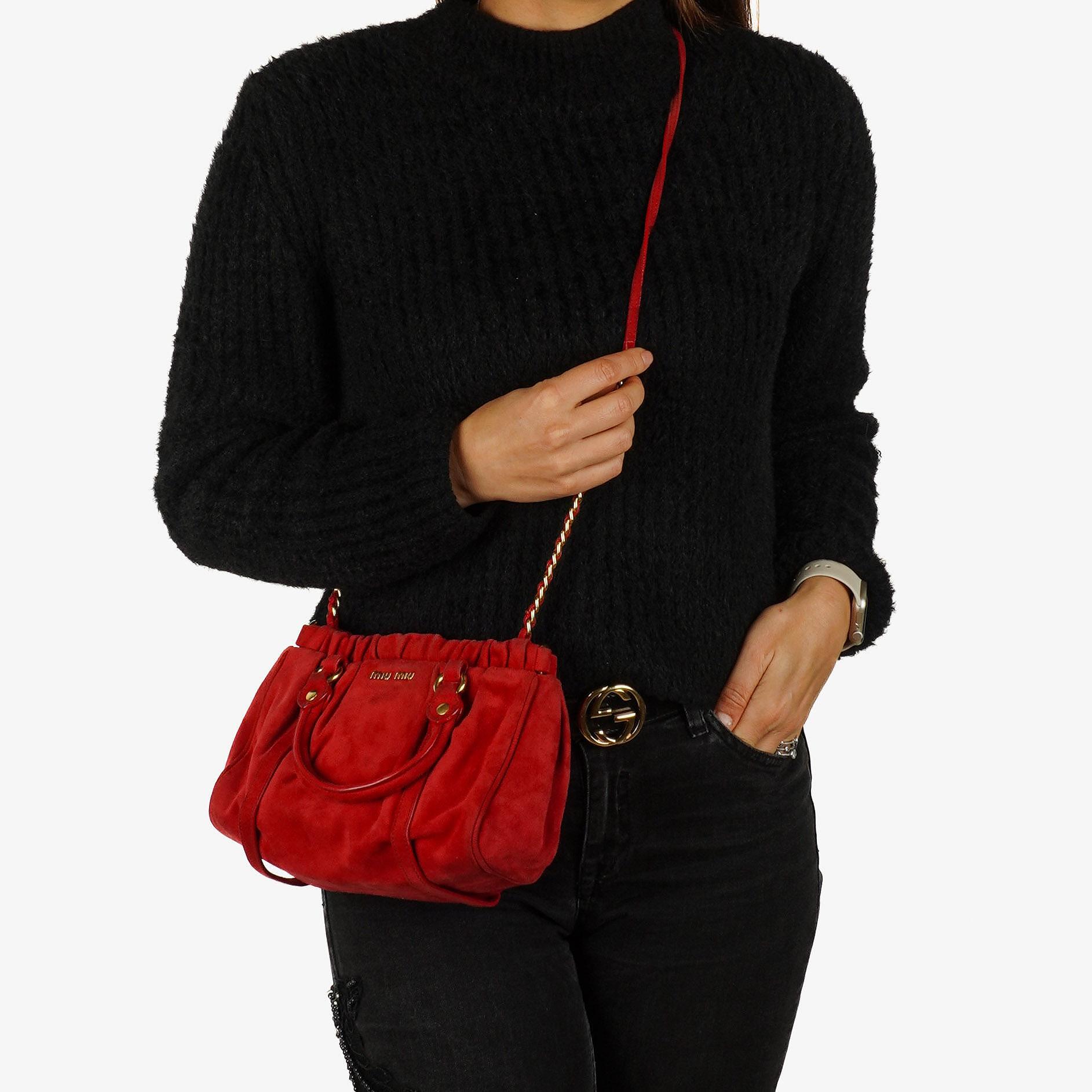 Miu Miu Kleine Satchel Tasche Rosso Camoscio