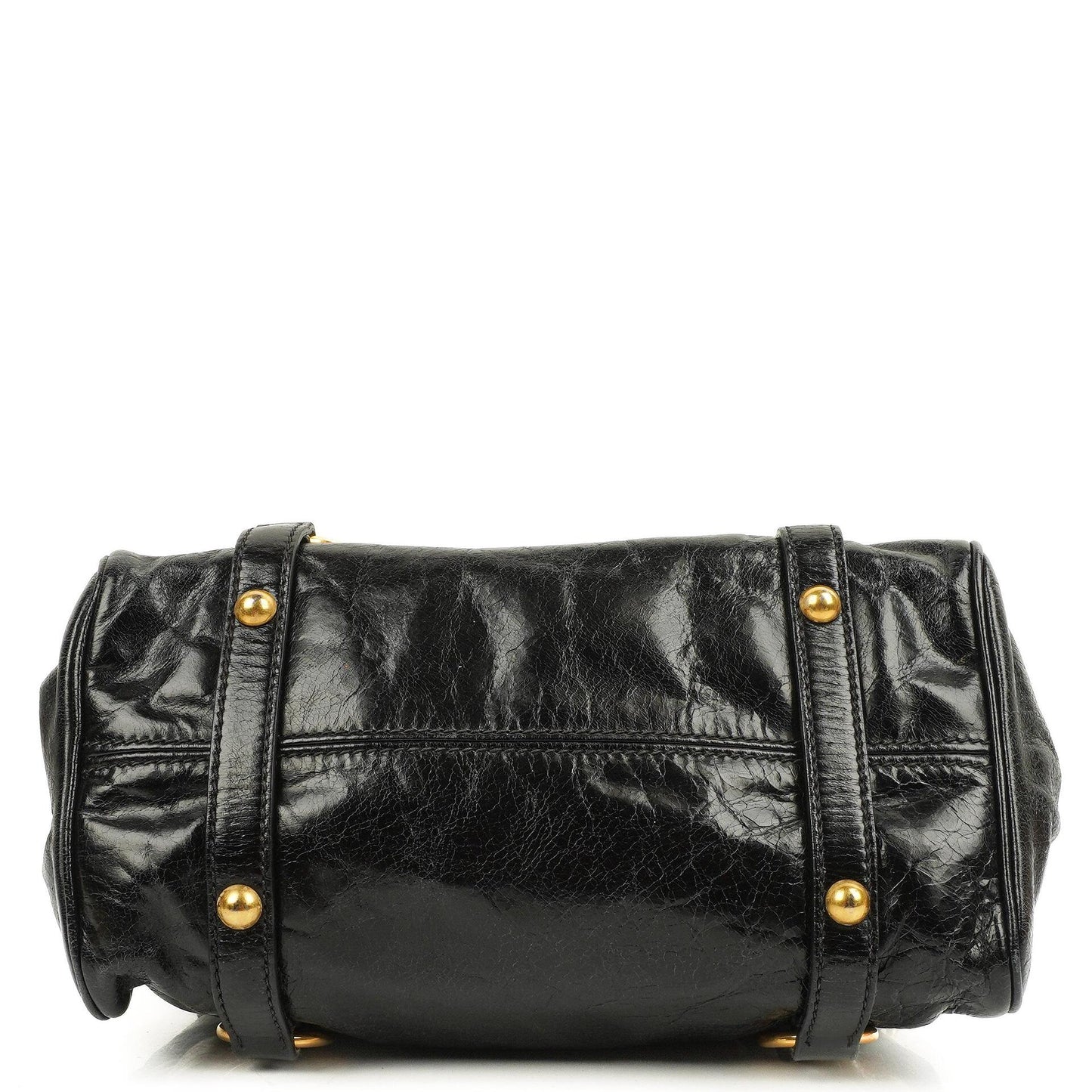Miu Miu Kleine Vitello Shine Schwarze Schleifen Satchel Tasche