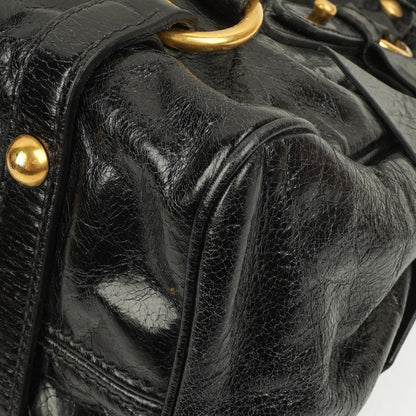 Miu Miu Kleine Vitello Shine Schwarze Schleifen Satchel Tasche