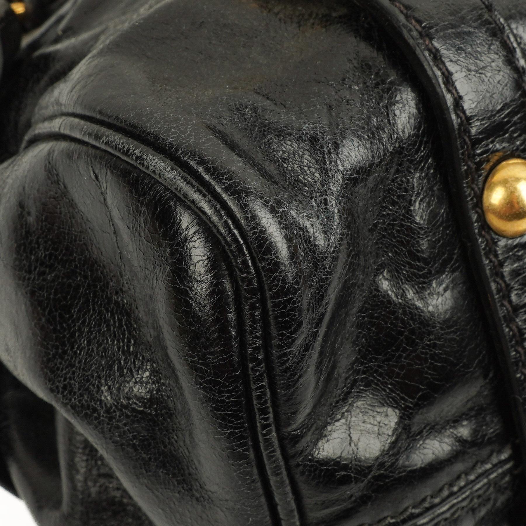 Miu Miu Kleine Vitello Shine Schwarze Schleifen Satchel Tasche