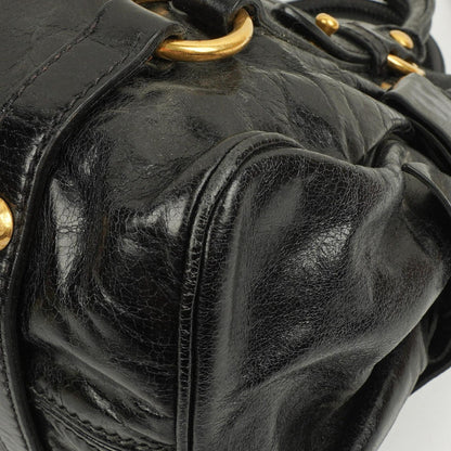 Miu Miu Kleine Vitello Shine Schwarze Schleifen Satchel Tasche