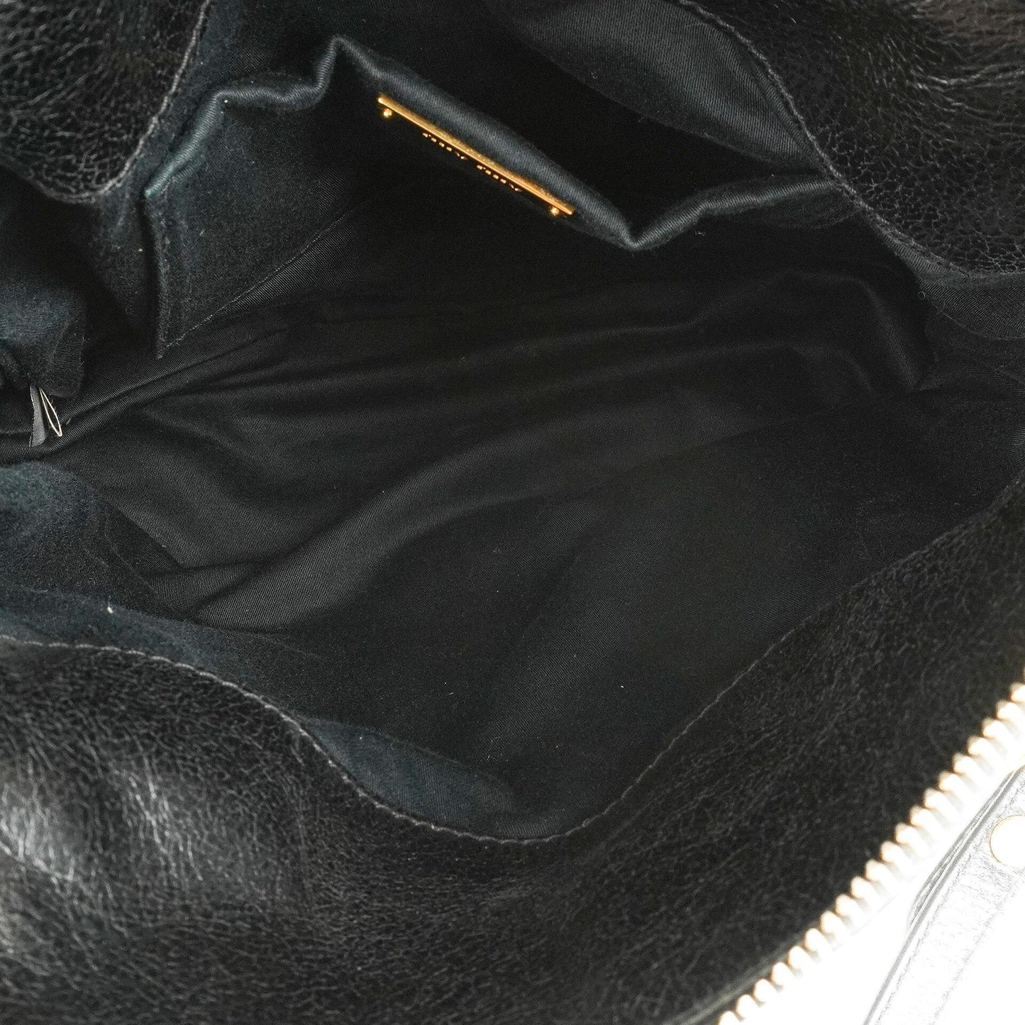 Miu Miu Kleine Vitello Shine Schwarze Schleifen Satchel Tasche