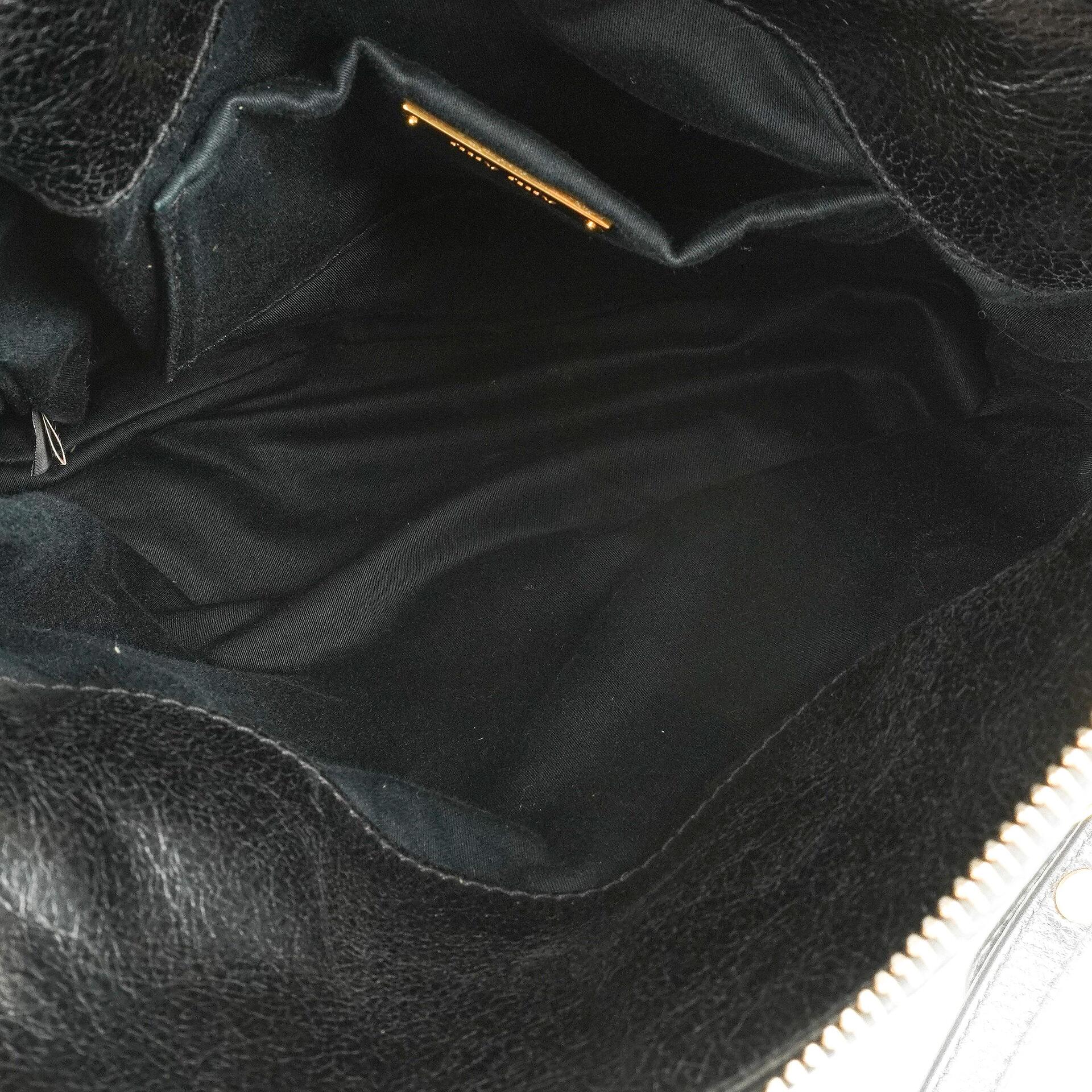 Miu Miu Kleine Vitello Shine Schwarze Schleifen Satchel Tasche
