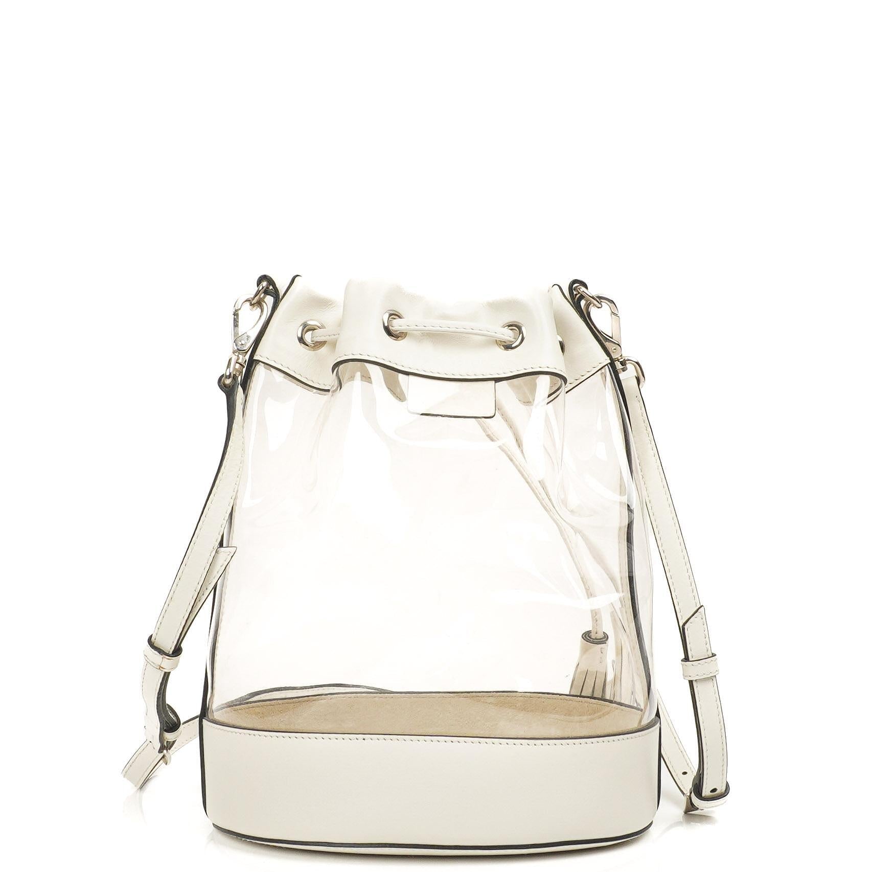 Miu Miu Transparent Drawstring Bucket Bag Bianco Weiß