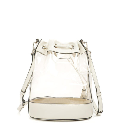 Miu Miu Transparent Drawstring Bucket Bag Bianco Weiß