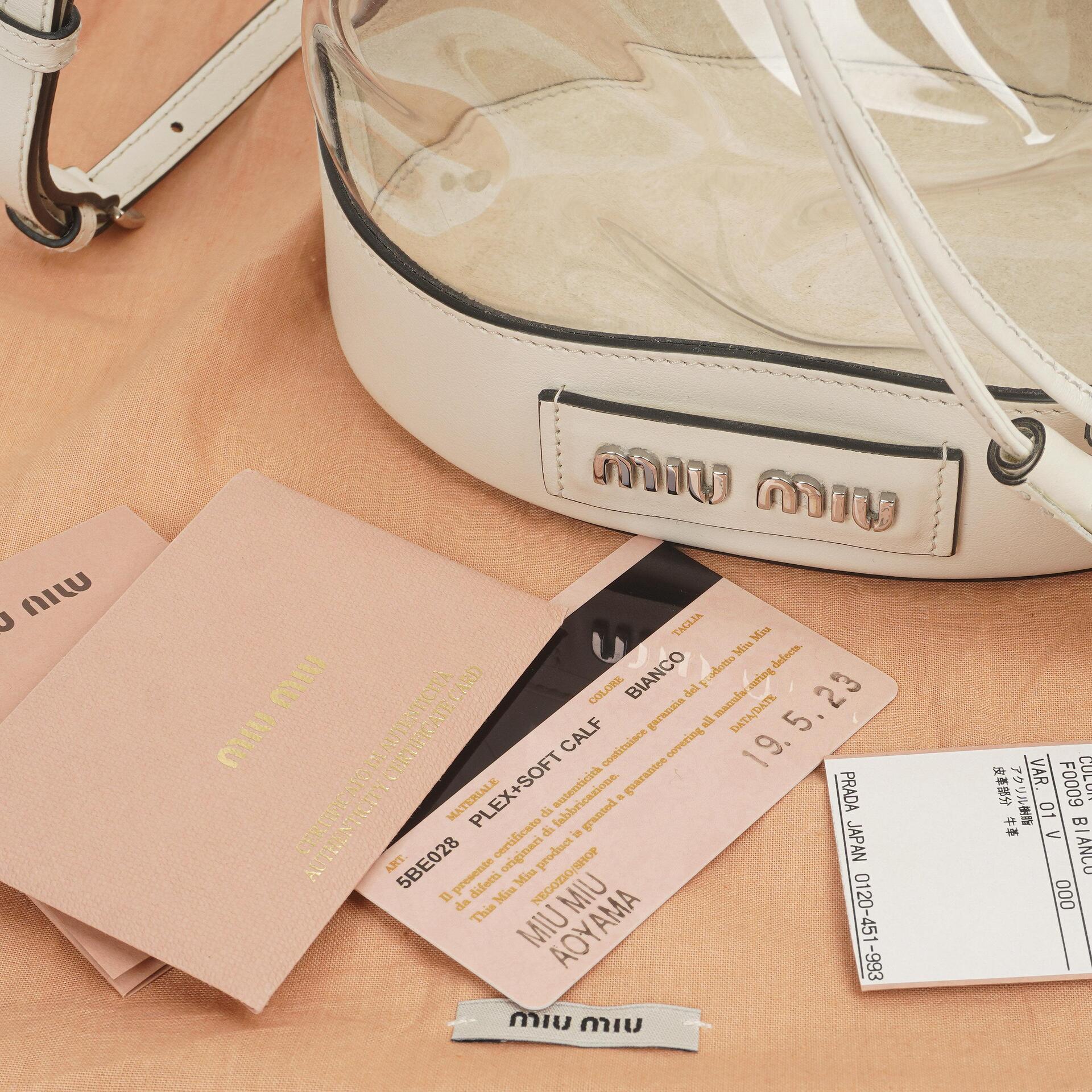 Miu Miu Transparent Drawstring Bucket Bag Bianco Weiß