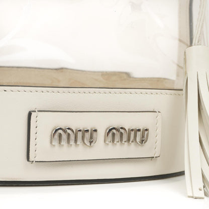 Miu Miu Transparent Drawstring Bucket Bag Bianco Weiß