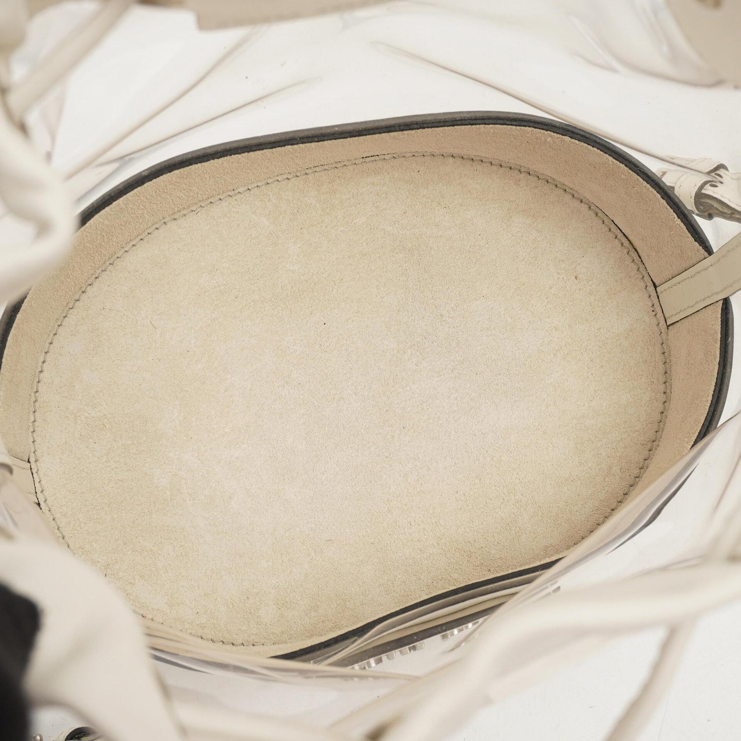 Miu Miu Transparent Drawstring Bucket Bag Bianco Weiß