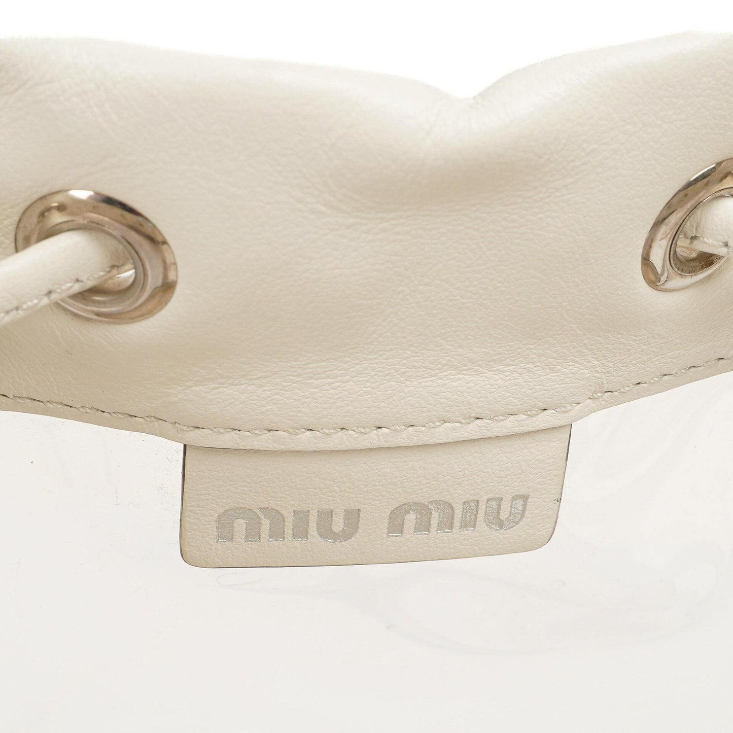 Miu Miu Transparent Drawstring Bucket Bag Bianco Weiß