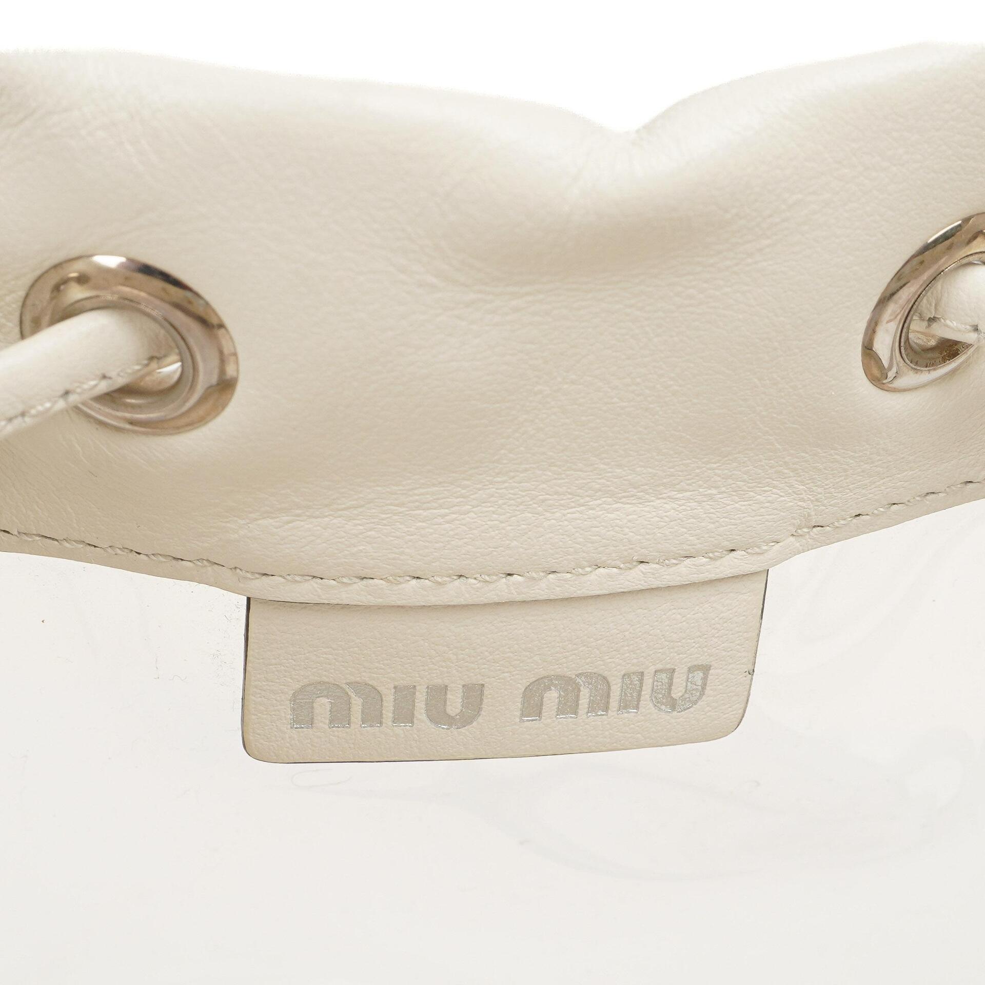 Miu Miu Transparent Drawstring Bucket Bag Bianco Weiß