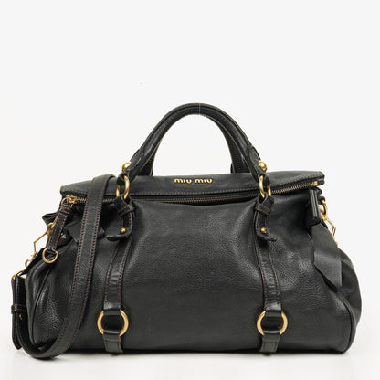 Miu Miu Vitello Bow Satchel Tasche in Schwarz