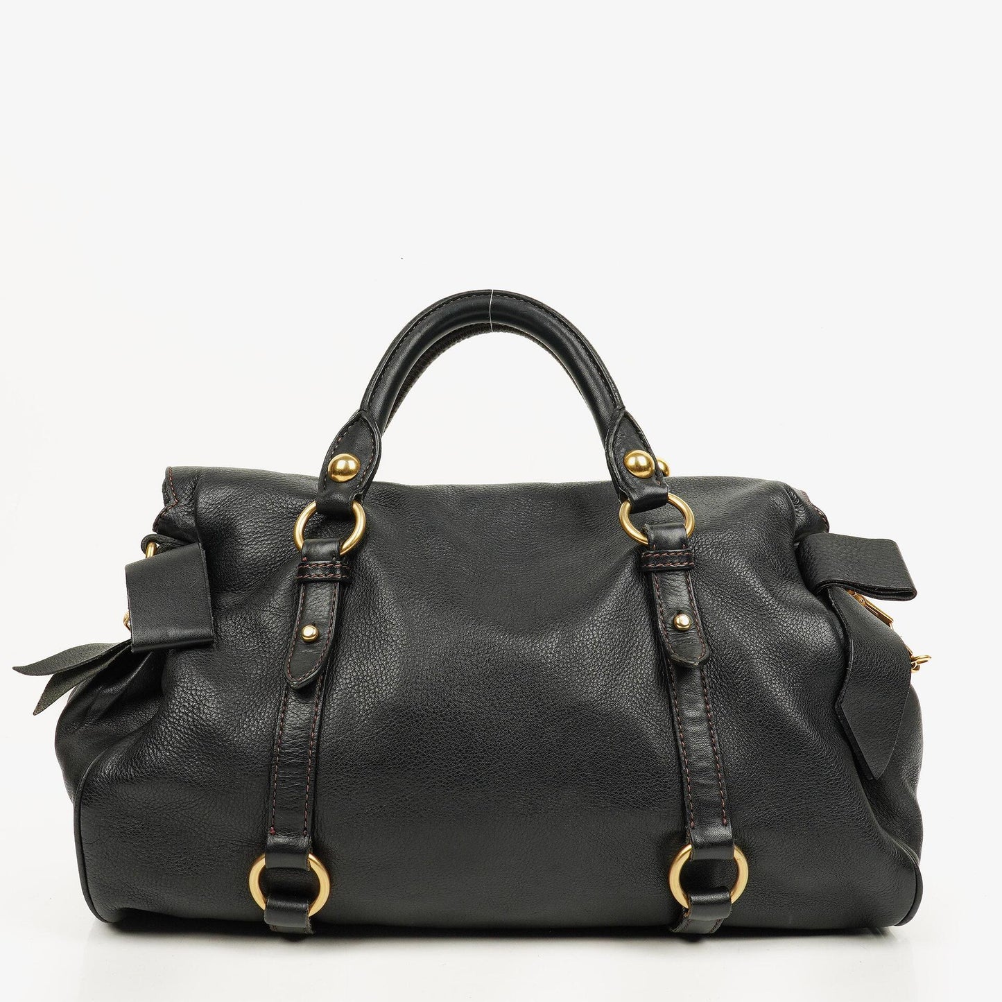 Miu Miu Vitello Bow Satchel Tasche in Schwarz