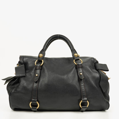 Miu Miu Vitello Bow Satchel Tasche in Schwarz