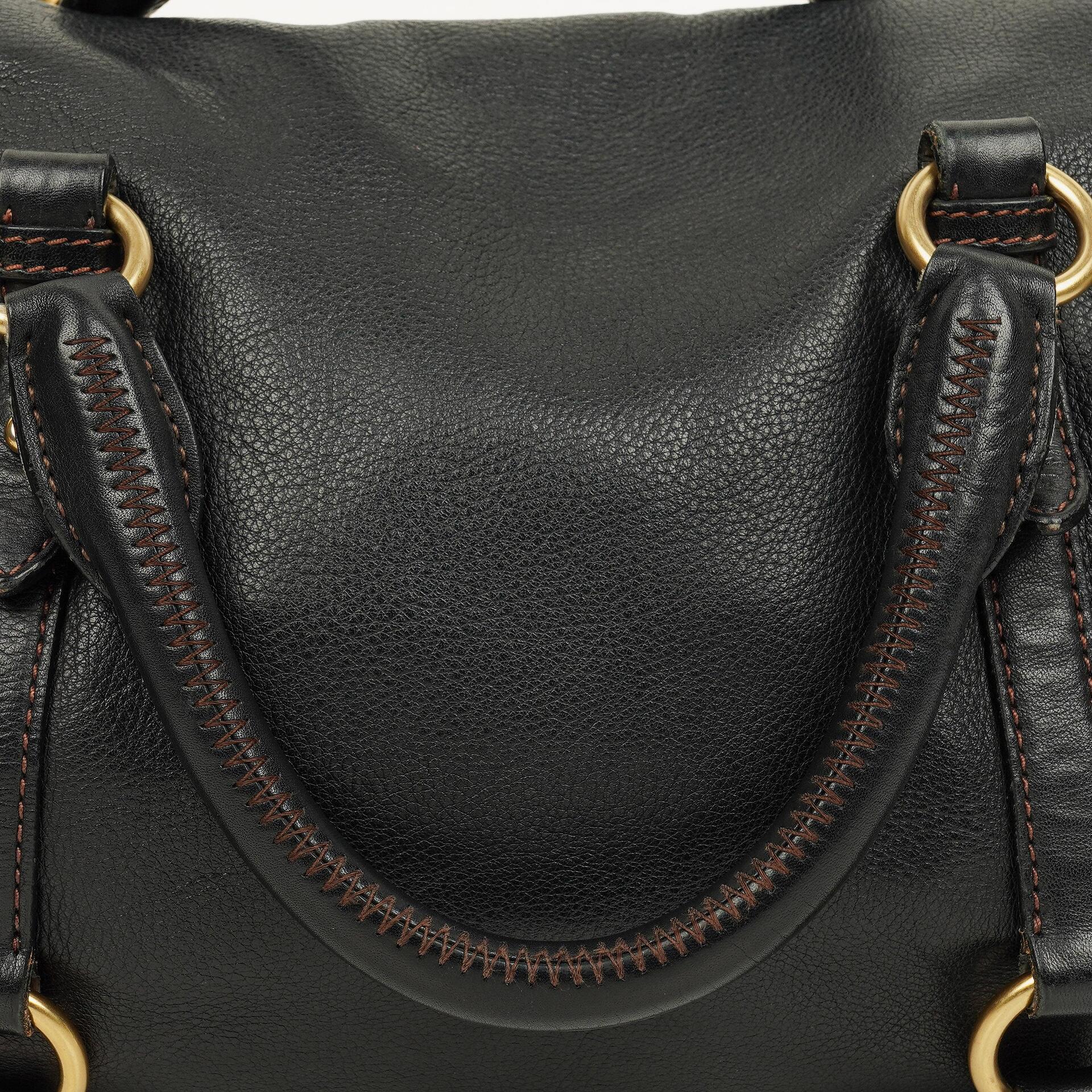 Miu Miu Vitello Bow Satchel Tasche in Schwarz