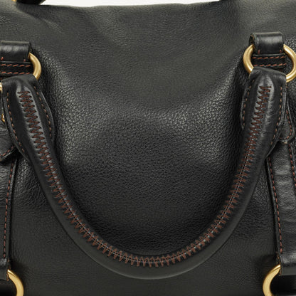 Miu Miu Vitello Bow Satchel Tasche in Schwarz