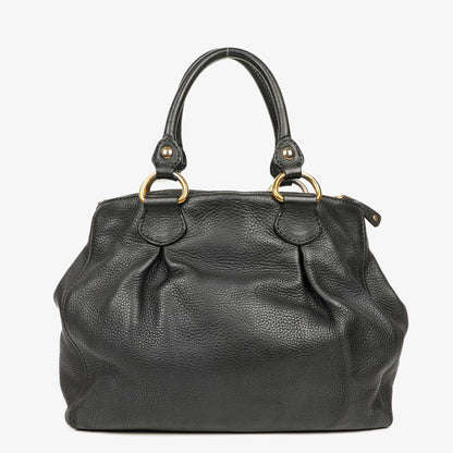 Miu Miu Vitello Caribu Tragetasche aus schwarzem Leder