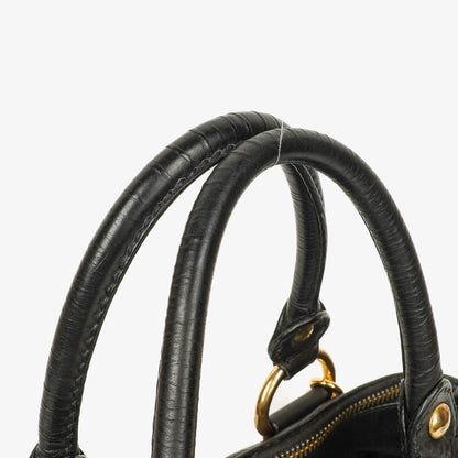 Miu Miu Vitello Caribu Tragetasche aus schwarzem Leder